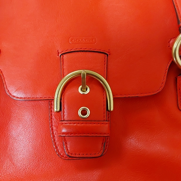 Coach Campbell orange leather Eva flap satchel(missing shoulder strap) - Picture 7 of 8